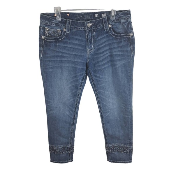 Jean Skinny Miss Me Délavé Avec Broderies Ailes - Taille 26 (longueur 30), Neuf Avec étiquettes